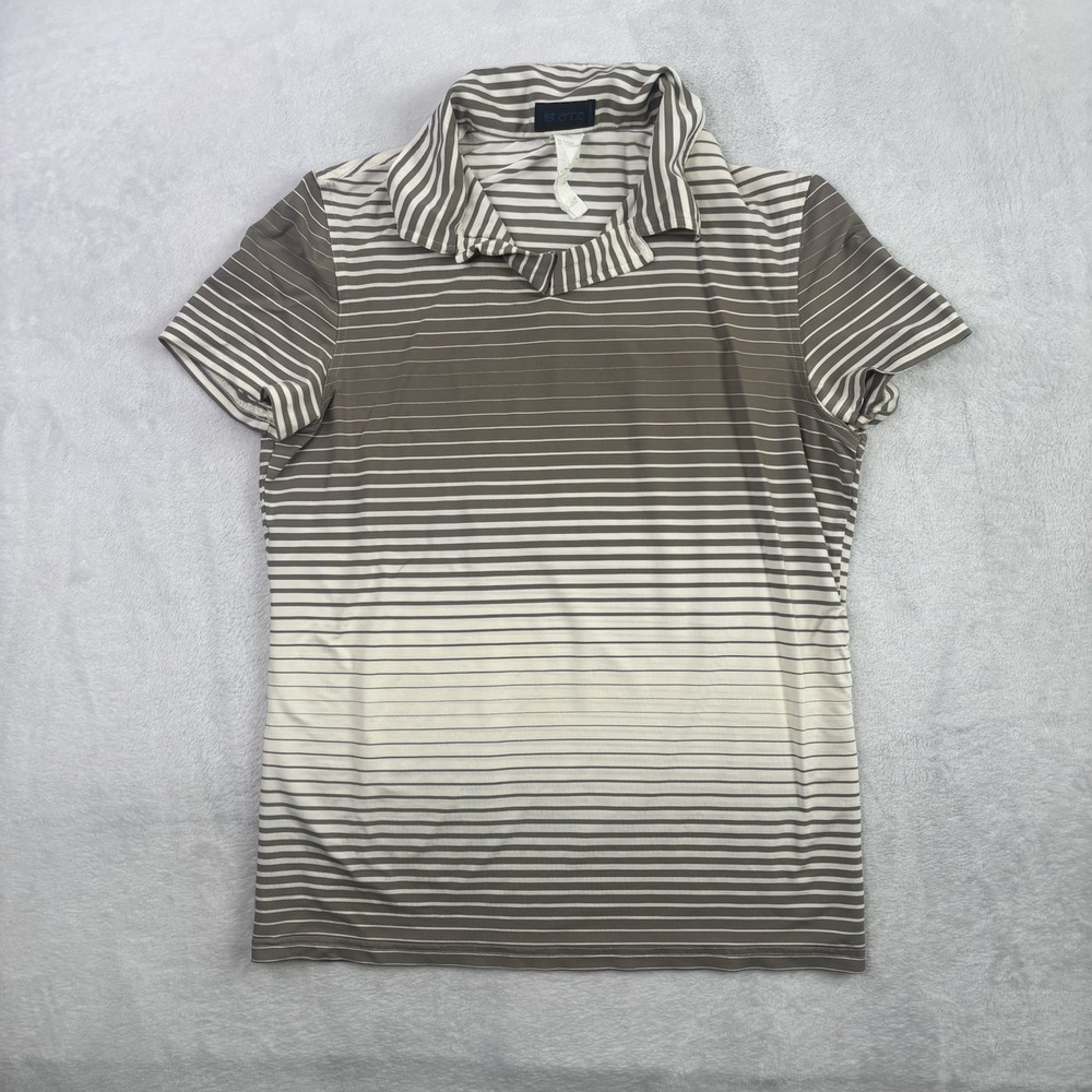 iStante Versace Striped Brown Short Sleeve Collared Polo Shirt Men's 52 Rayon